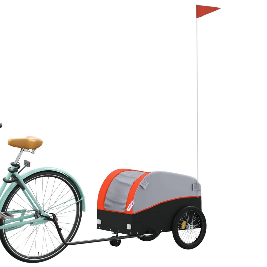 vidaXL Fahrradanhänger Schwarz und Orange 30 kg Eisen