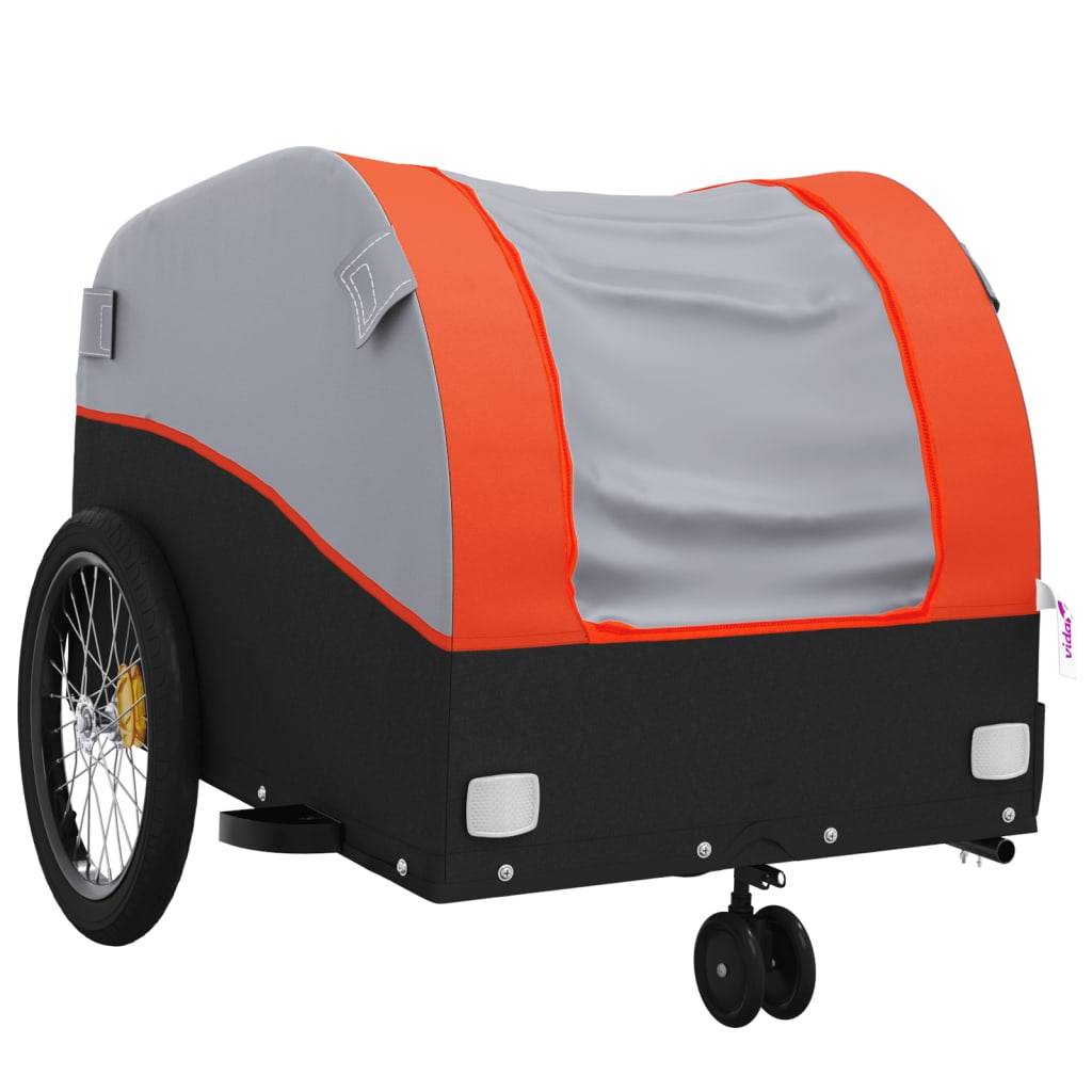 vidaXL Fahrradanhänger Schwarz und Orange 30 kg Eisen