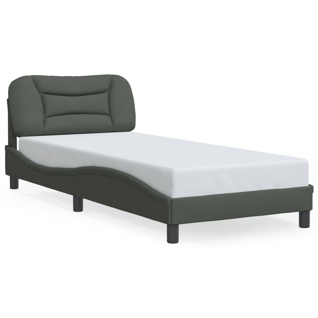 vidaXL Bettgestell mit LED Dunkelgrau 90x190 cm Stoff