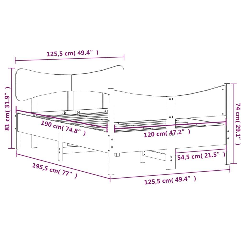 vidaXL Massivholzbett ohne Matratze 120x190 cm Kiefernholz