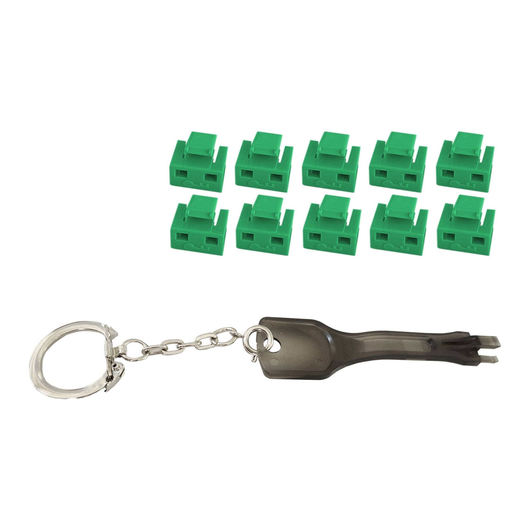 shiverpeaks®-BASIC-S--Netzwerk RJ45-Port Blocker mit Schlüssel (1x Schlüssel, 10x Schlösser), grün