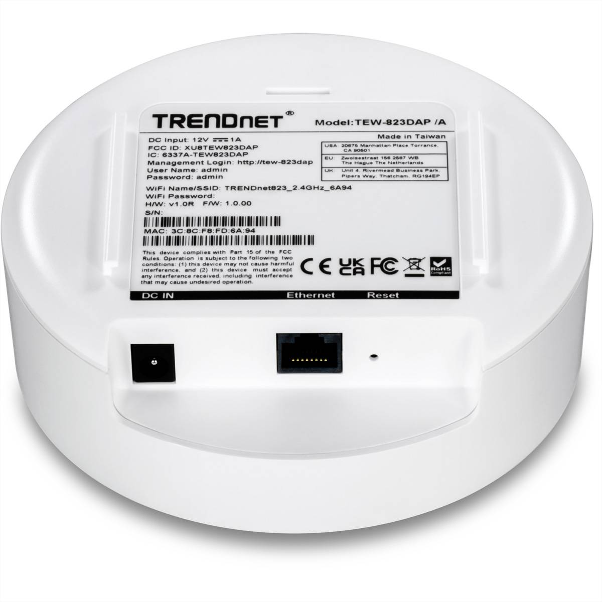 TRENDnet TEW-823DAP Access Point, AC1300 Dual Band PoE Indoor Wireless