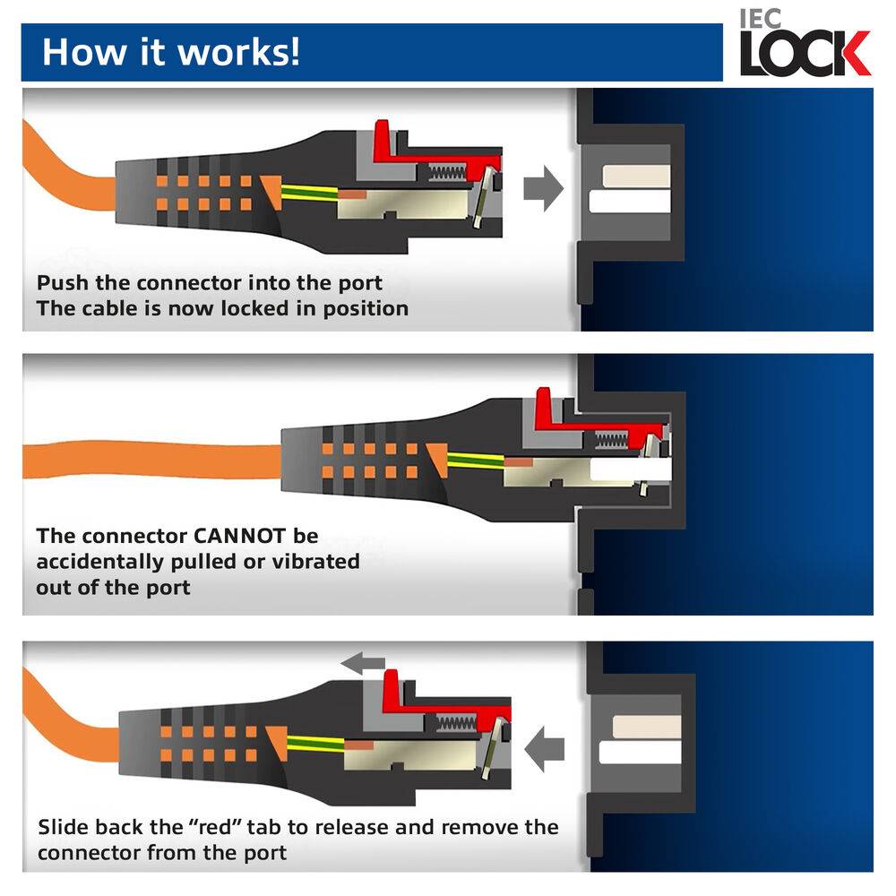 ACT PL0023 PL0023 Netzkabel C19 IEC Lock - C20 IEC Lock Dual Locking | Rot | 3 Meter | PC3633