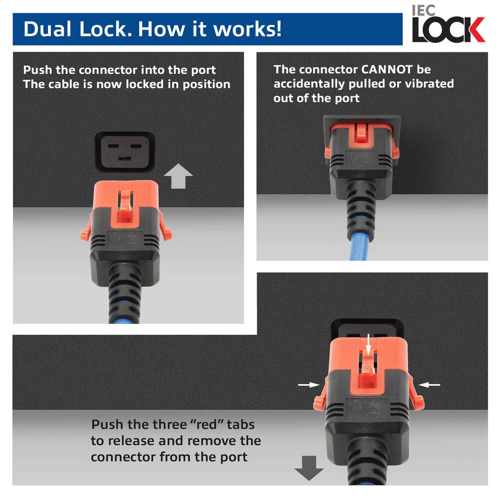 ACT PL0012 PL0012 Netzkabel C19 IEC Lock - C20 IEC Lock Dual Locking | Weiß | 2 Meter | PC3635
