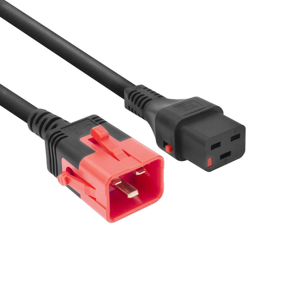 ACT PL0002 PL0002 Netzkabel C19 IEC Lock - C20 IEC Lock Dual Locking | Schwarz | 2 Meter | PC3632