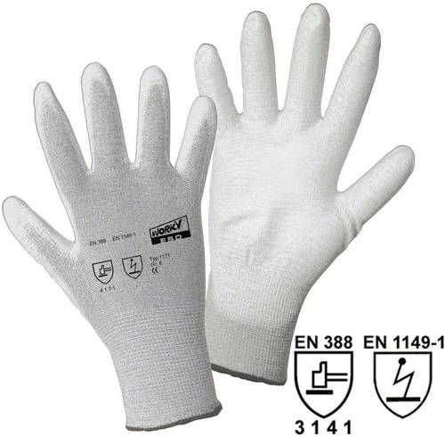 Worky L+D ESD Nylon/Carbon-PU 1171 Nylon Arbeitshandschuh Größe (Handschuhe): 7, S EN 388 , EN 114