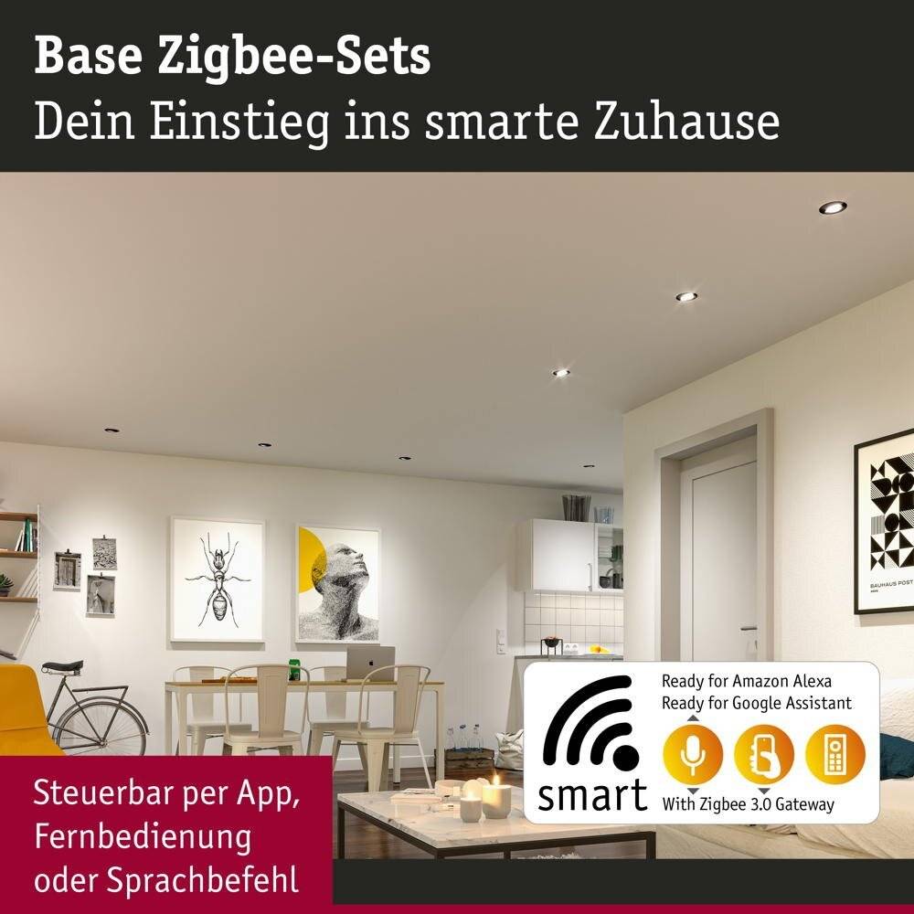 LED Einbauleuchte Base Zigbee Basisset, schwenkbar, rund, 230V, 3x4,9W, 3x430lm, 90mm, Schwarz matt, 3000K