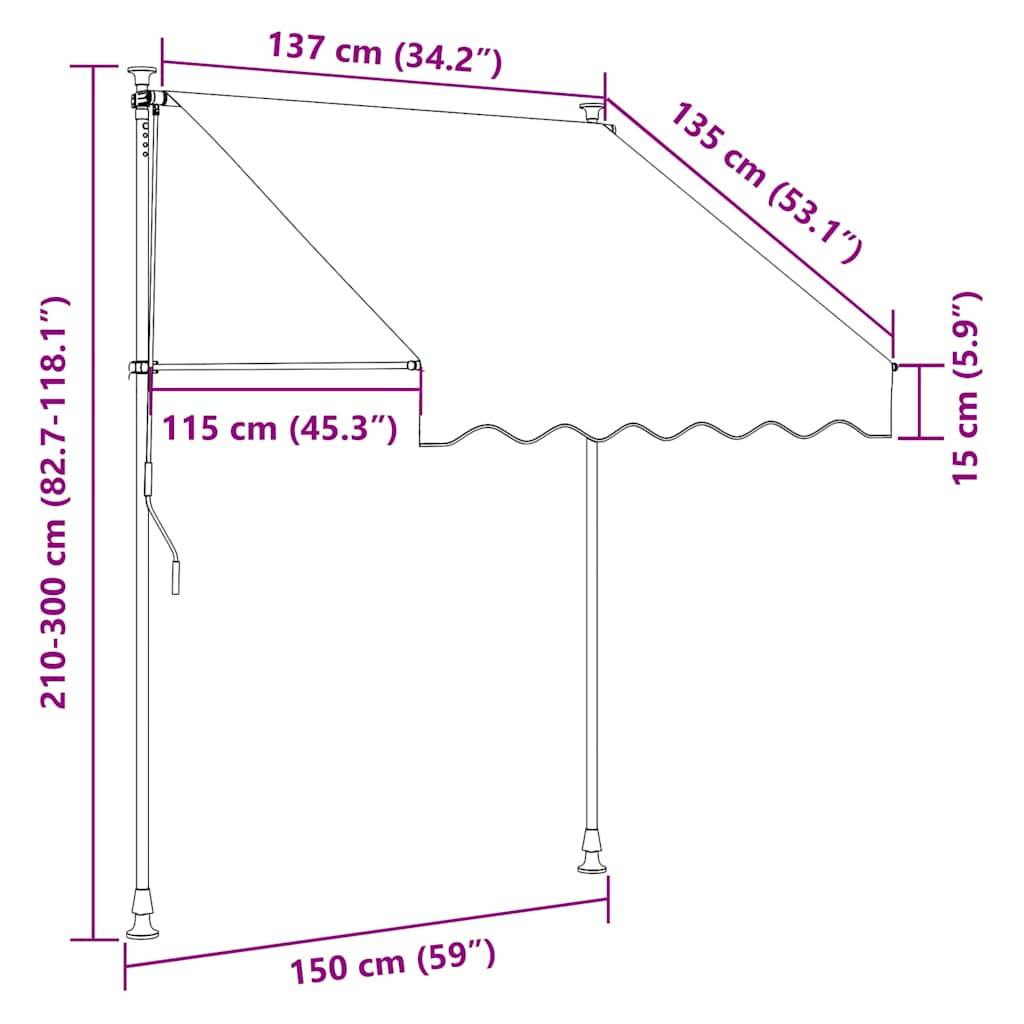 vidaXL Markise Einziehbar Creme 150x150 cm Stoff und Stahl