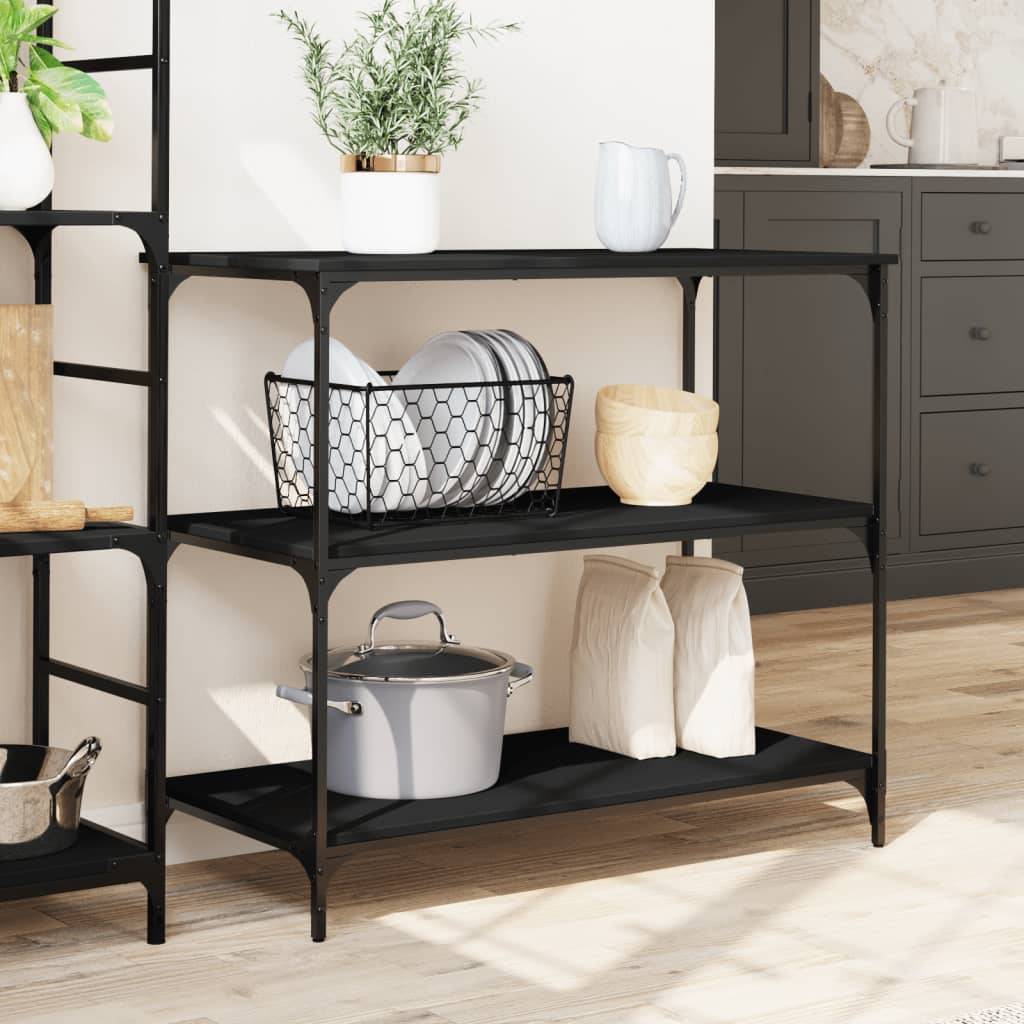 vidaXL Küchenwagen Schwarz 102x50x95 cm Holzwerkstoff