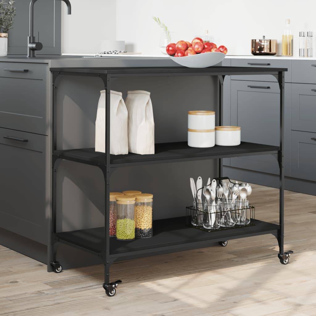 vidaXL Küchenwagen Schwarz 102x50x95 cm Holzwerkstoff