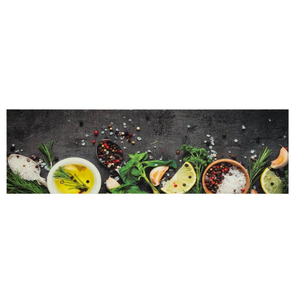vidaXL Küchenteppich Waschbar Gewürze 45x150 cm Samt