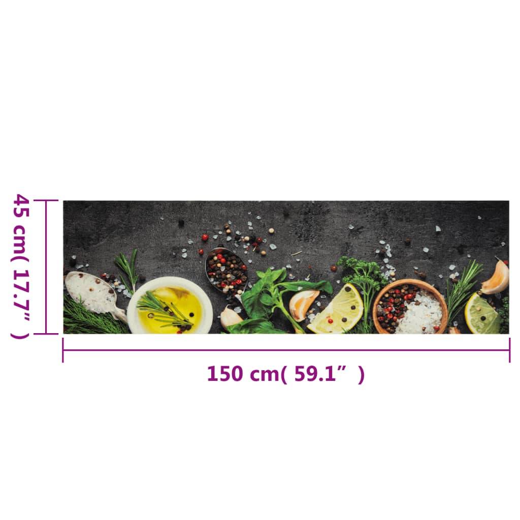 vidaXL Küchenteppich Waschbar Gewürze 45x150 cm Samt