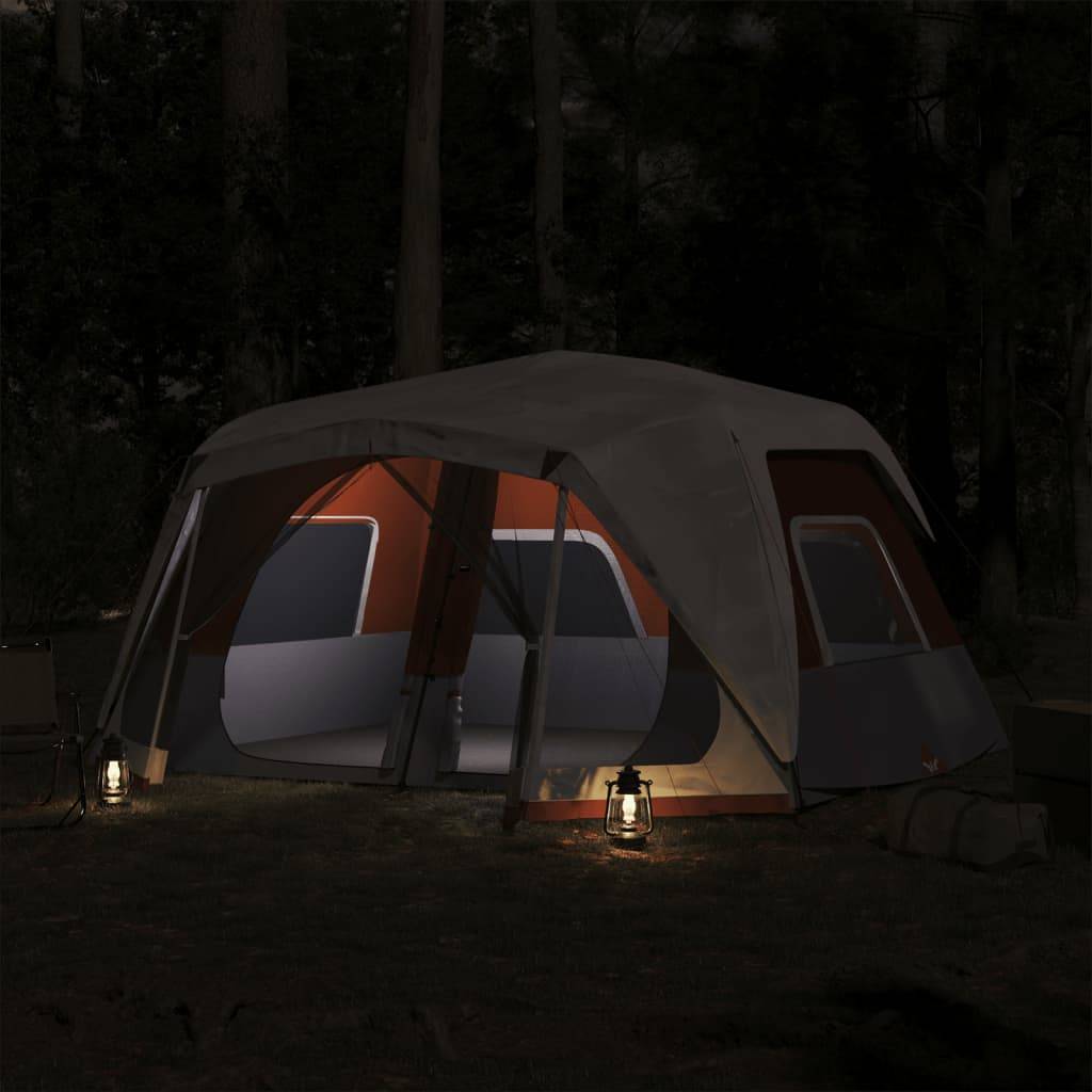 vidaXL Familienzelt mit LED 10 Personen Hellgrau Orange Quick Release