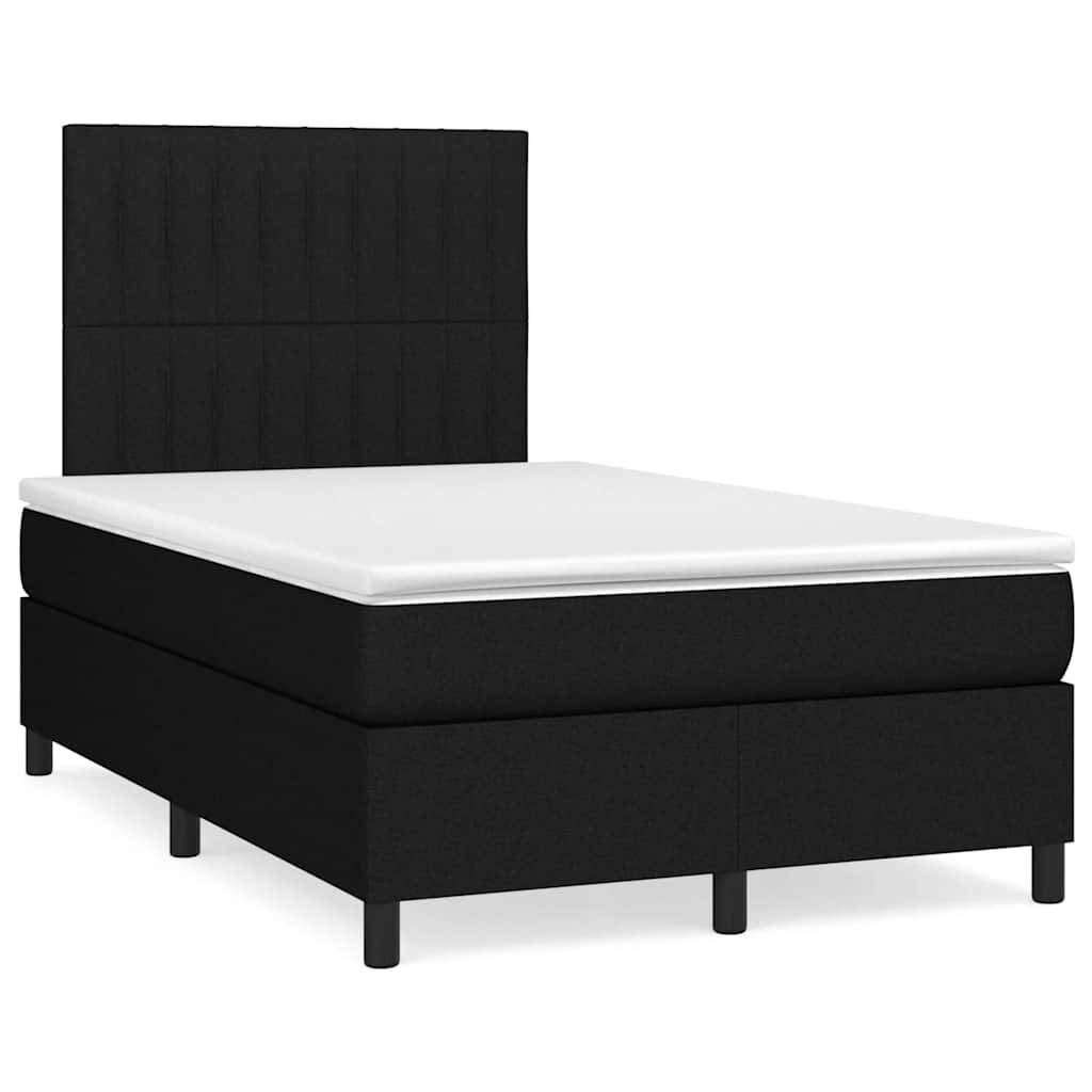 vidaXL Boxspringbett mit Matratze & LED Schwarz 120x190 cm Stoff