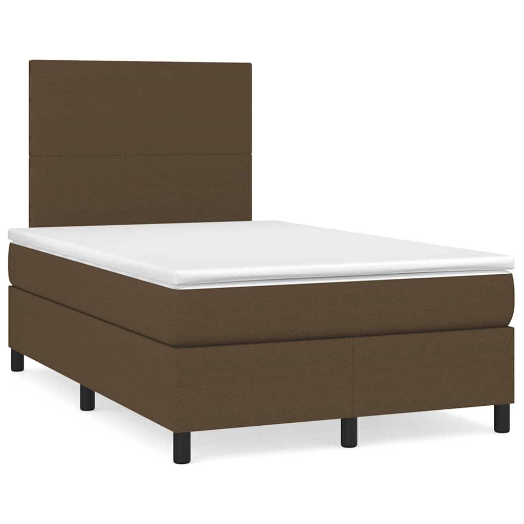 vidaXL Boxspringbett mit Matratze & LED Dunkelbraun 120x190 cm Stoff