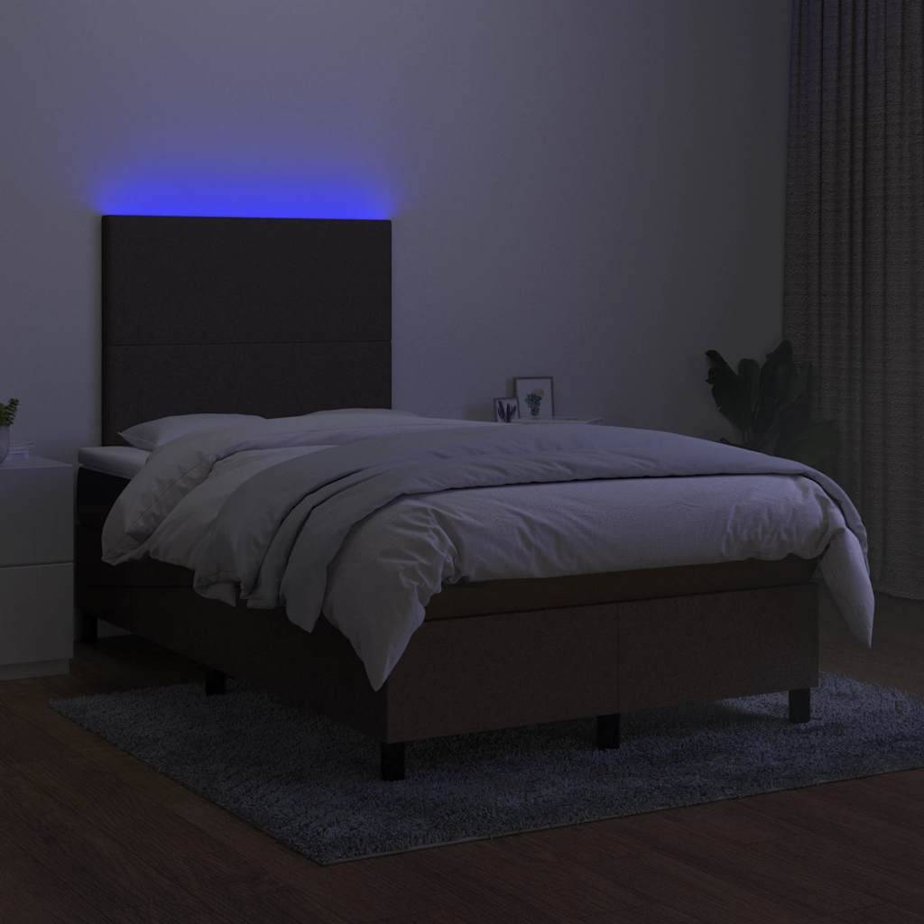 vidaXL Boxspringbett mit Matratze & LED Dunkelbraun 120x190 cm Stoff