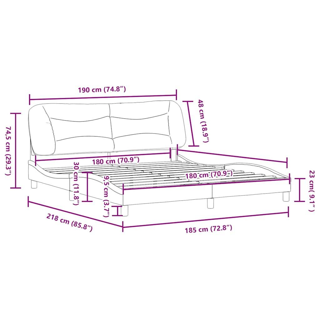 vidaXL Bettgestell mit LED Schwarz 180x200 cm Kunstleder