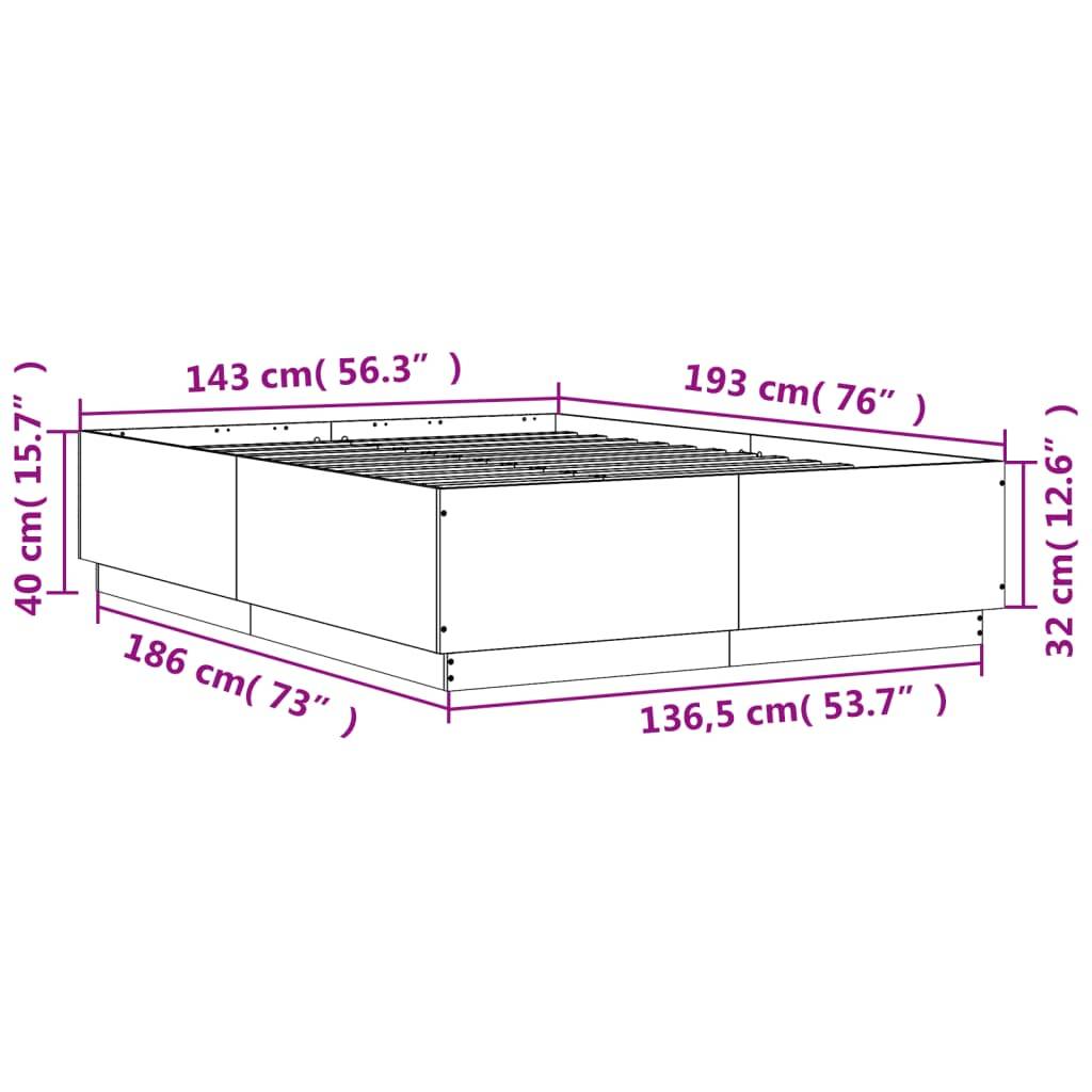 vidaXL Bettgestell mit LED Sonoma-Eiche 140x190 cm Holzwerkstoff