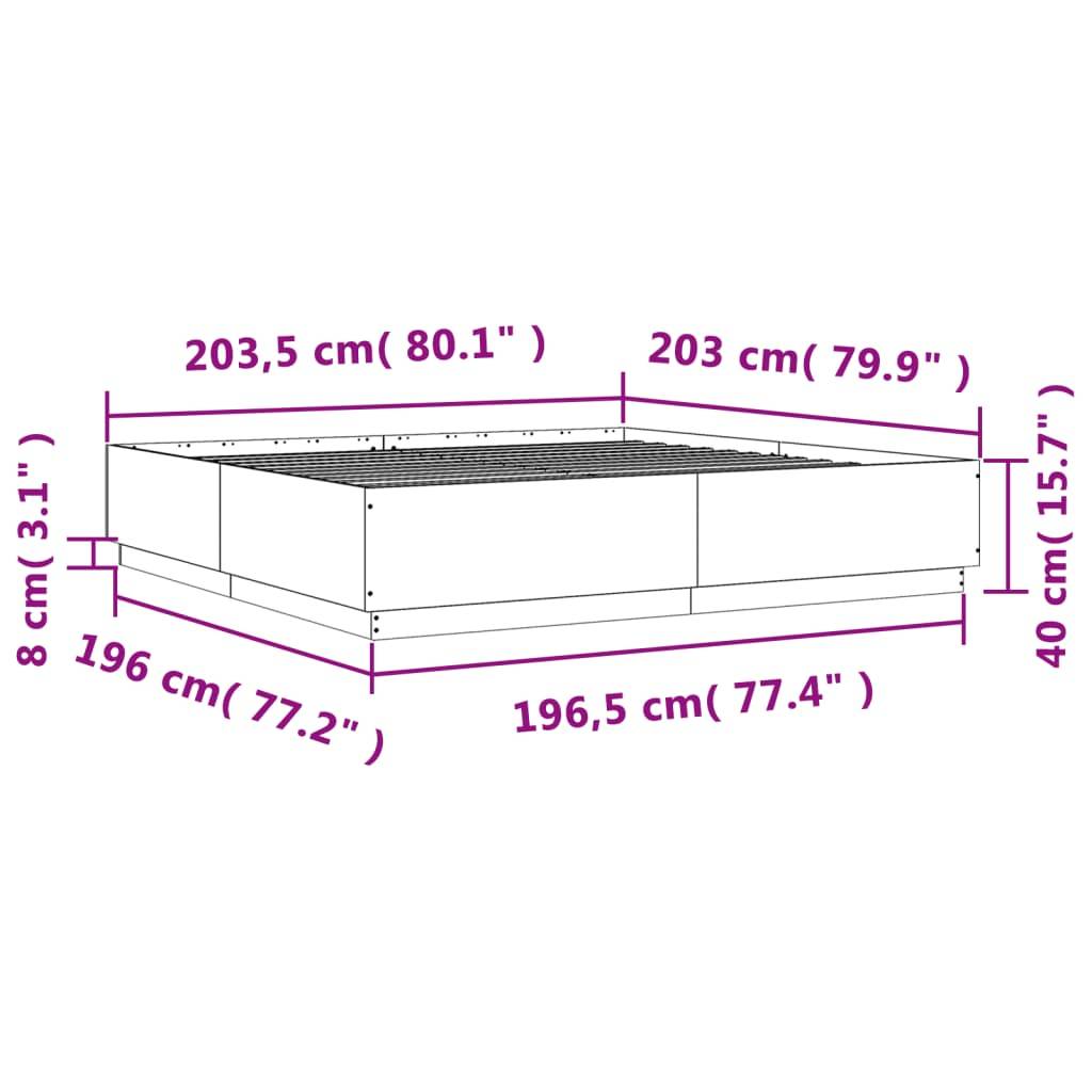 vidaXL Bettgestell mit LED Weiß 200x200 cm Holzwerkstoff