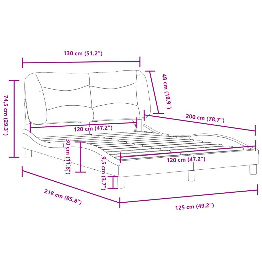 vidaXL Bettgestell mit LED Schwarz und Weiß 120x200 cm Kunstleder