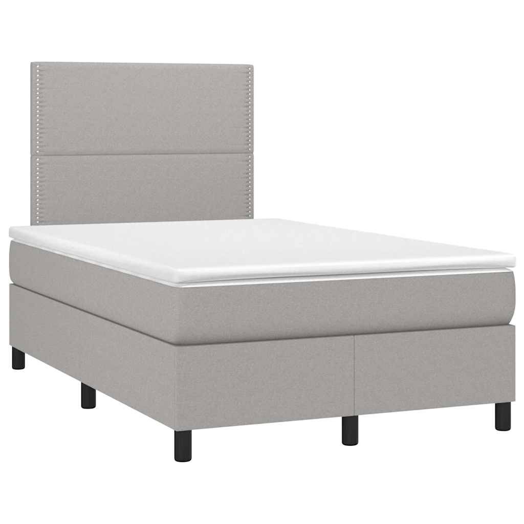 vidaXL Boxspringbett mit Matratze & LED Hellgrau 120x190 cm Stoff
