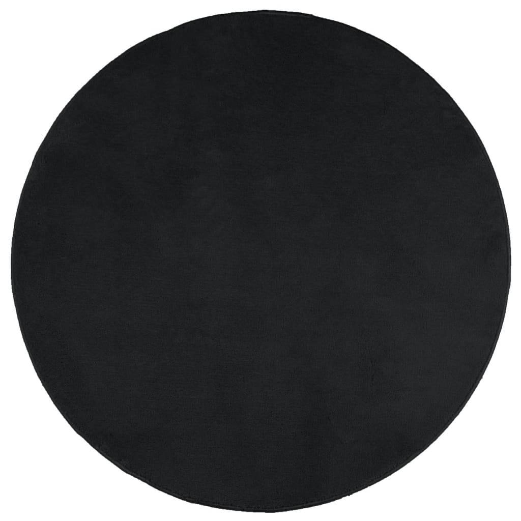 vidaXL Teppich OVIEDO Kurzflor Schwarz Ø 200 cm