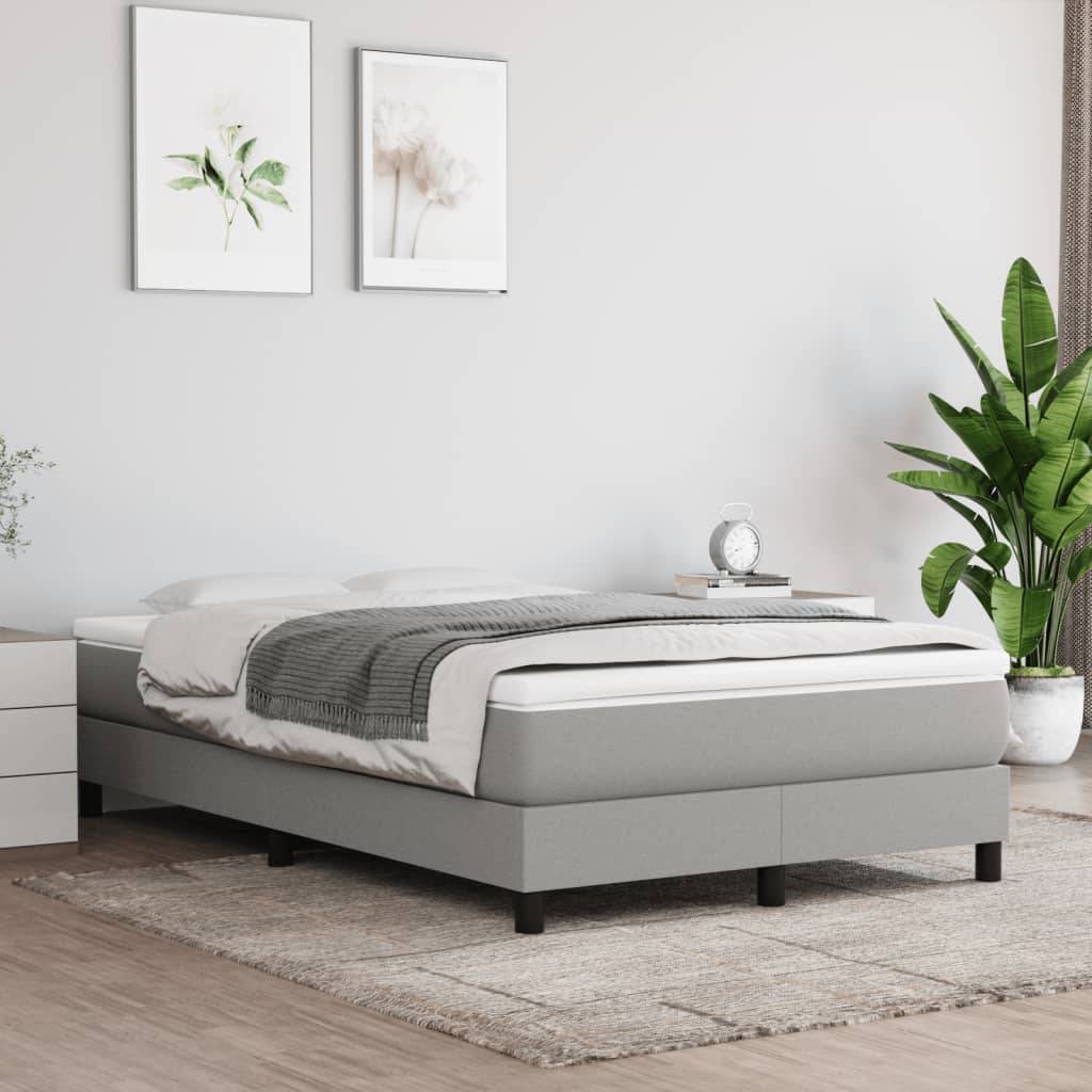 vidaXL Boxspringbett mit Matratze Hellgrau 120x190 cm Stoff