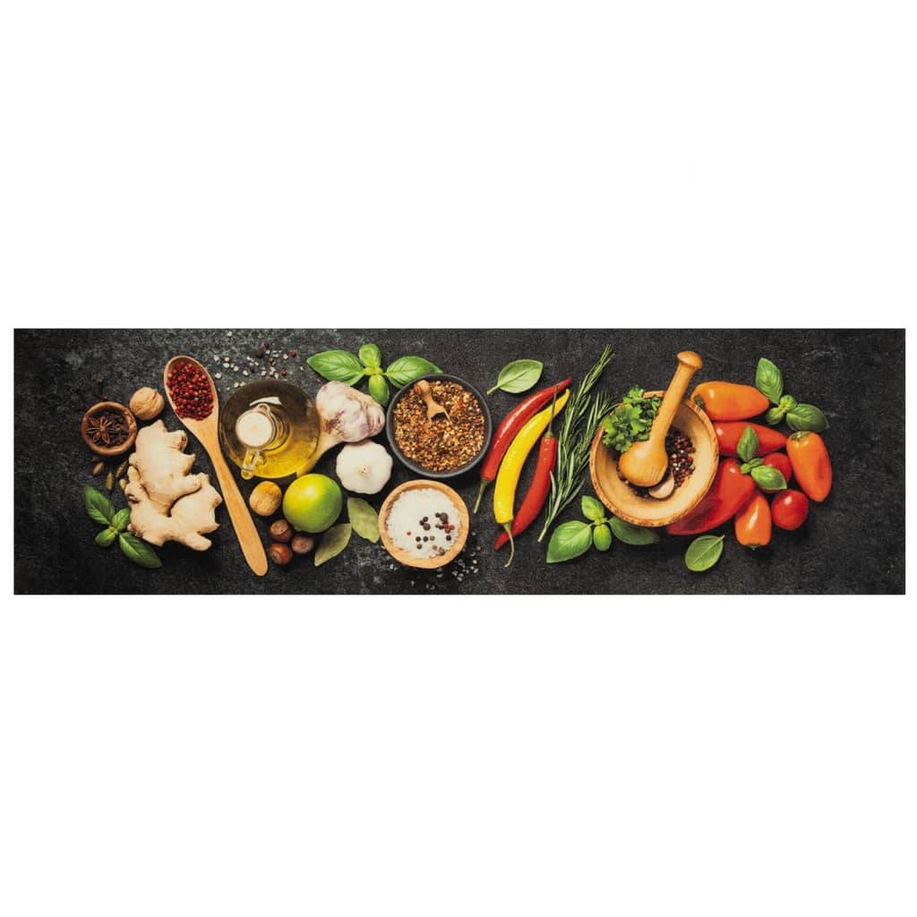 vidaXL Küchenteppich Waschbar Gewürze 45x150 cm Samt