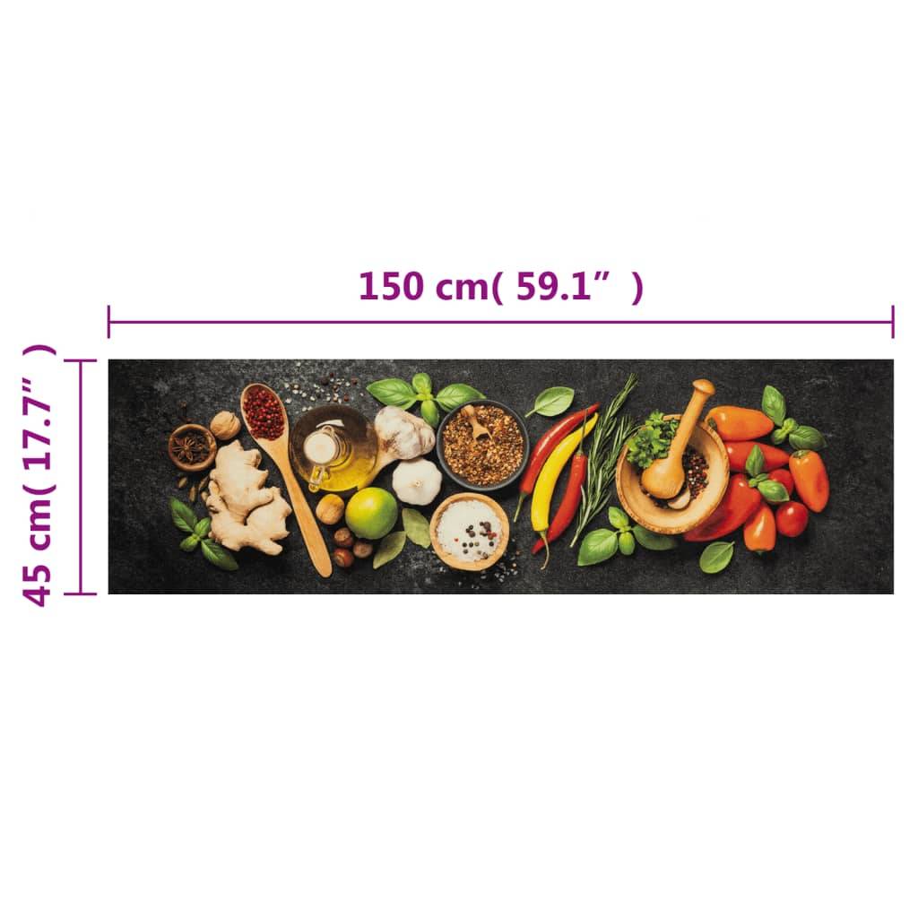 vidaXL Küchenteppich Waschbar Gewürze 45x150 cm Samt