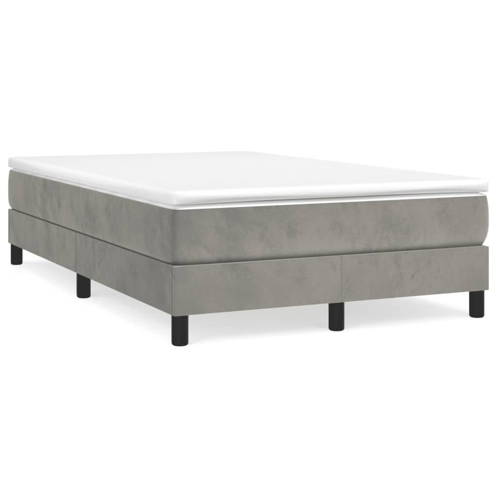 vidaXL Boxspringbett mit Matratze Hellgrau 120x190 cm Samt