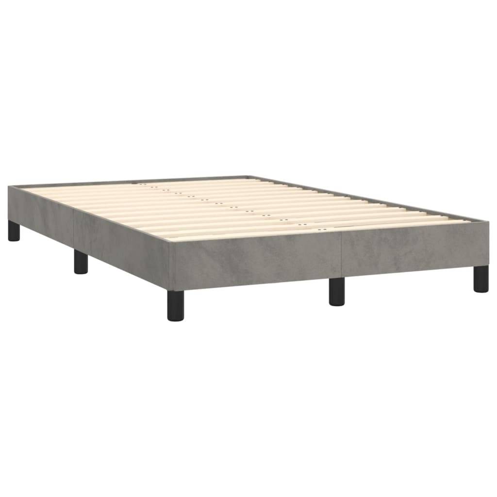 vidaXL Boxspringbett mit Matratze Hellgrau 120x190 cm Samt