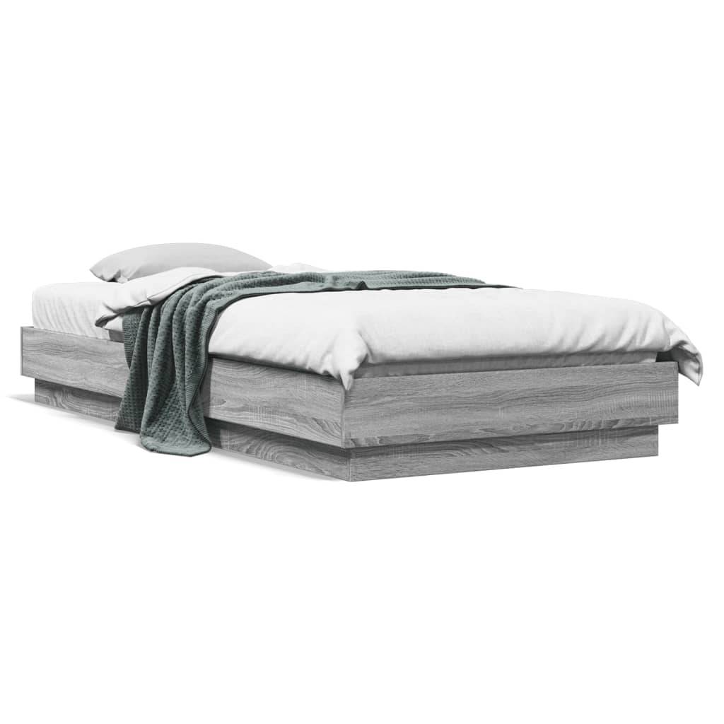 vidaXL Bettgestell Grau Sonoma 90x200 cm Holzwerkstoff
