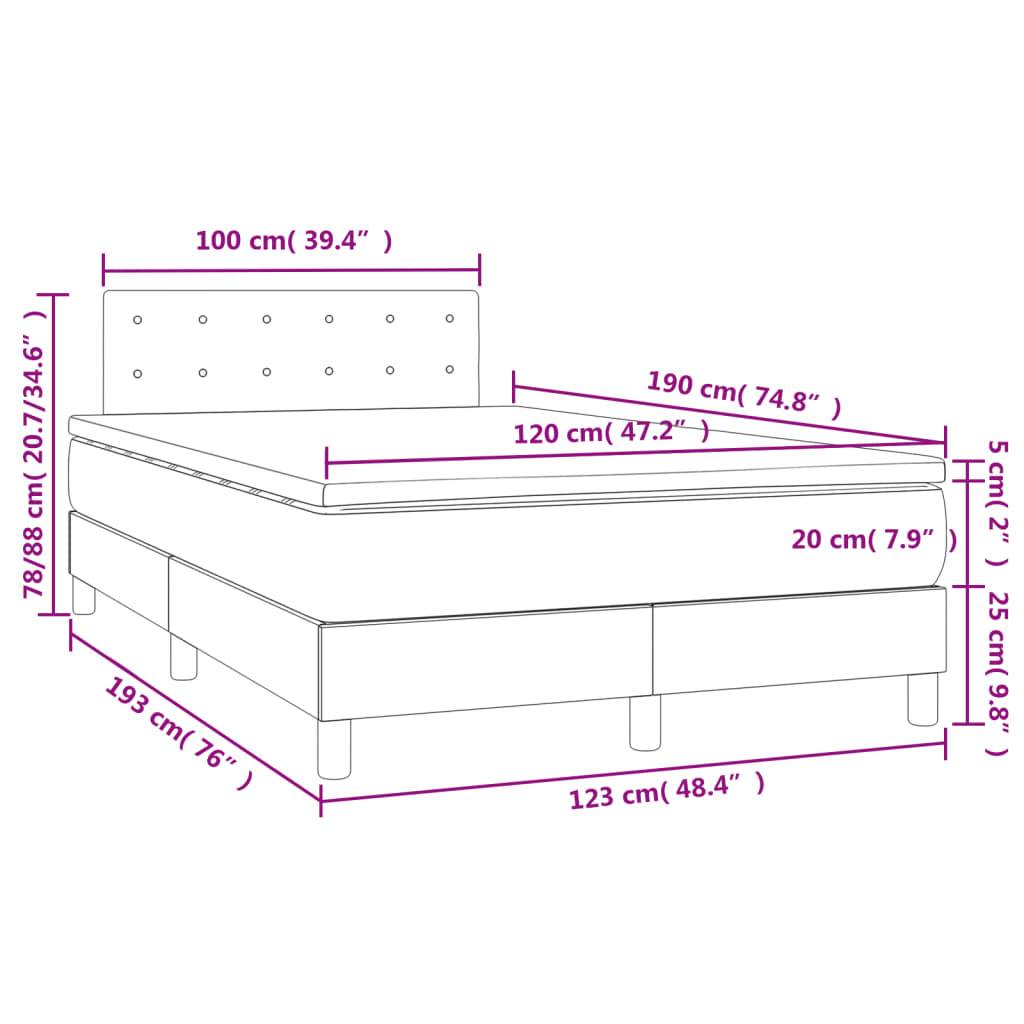 vidaXL Boxspringbett mit Matratze & LED Schwarz 120x190 cm Stoff