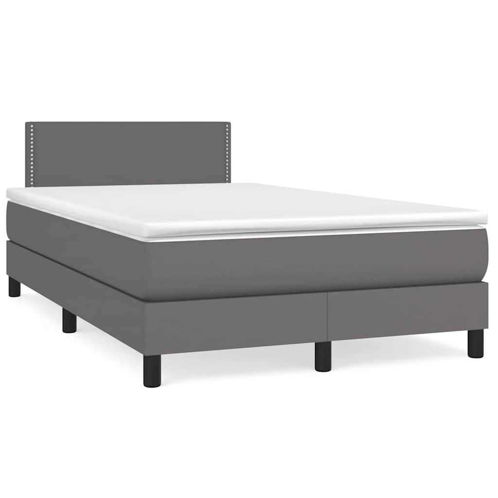 vidaXL Boxspringbett mit Matratze & LED Grau 120x190 cm Kunstleder