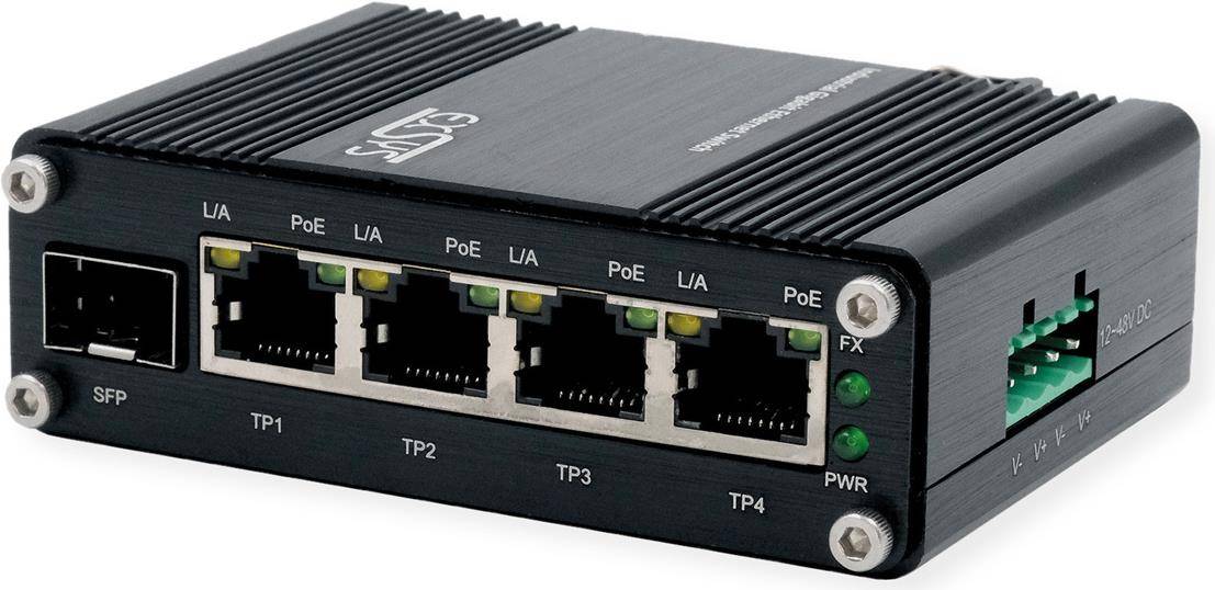 EXSYS EX-62020PoE 4-Port Industrie Ethernet Switch, PoE 1-Port 100/1000Fx SFP