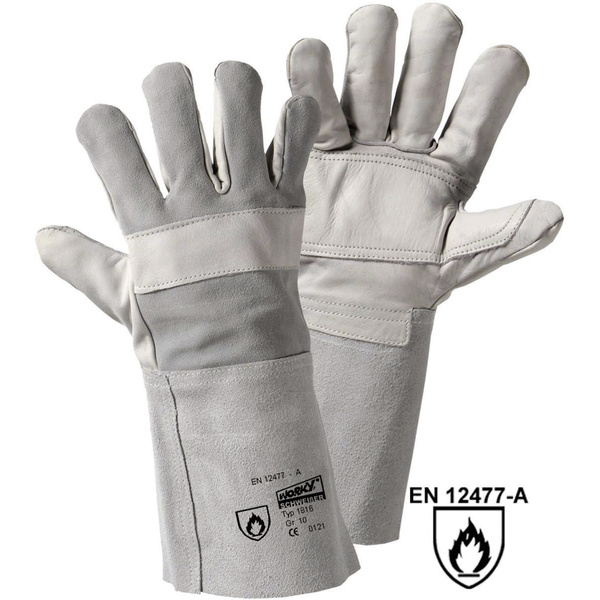 Worky L+D BRIO 1816 Rindnarbenleder Schweißerhandschuh Größe (Handschuhe): Universalgröße EN 12477-A, EN 388 , EN 407 CAT II