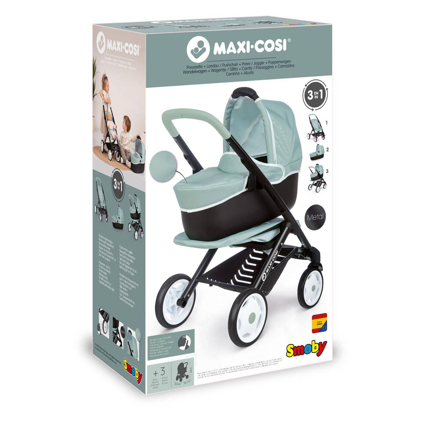 Smoby - Maxi -cosi -Puppe richtiger Salbei 3in1