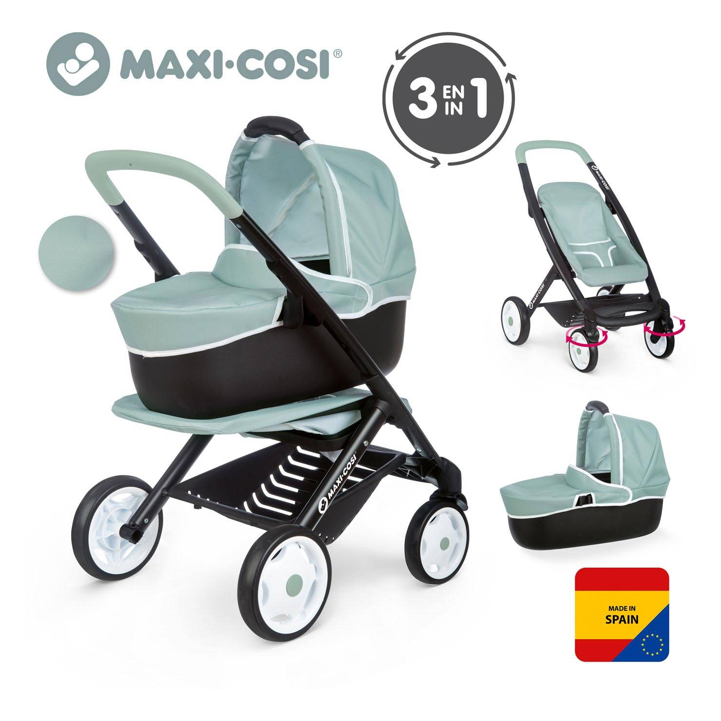 Smoby - Maxi -cosi -Puppe richtiger Salbei 3in1