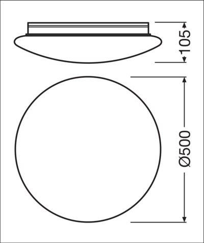 LEDV LED-Deckenleuchte weiss IP44 D500mm 42W 3500/2500/1500lm 3000K LED LED