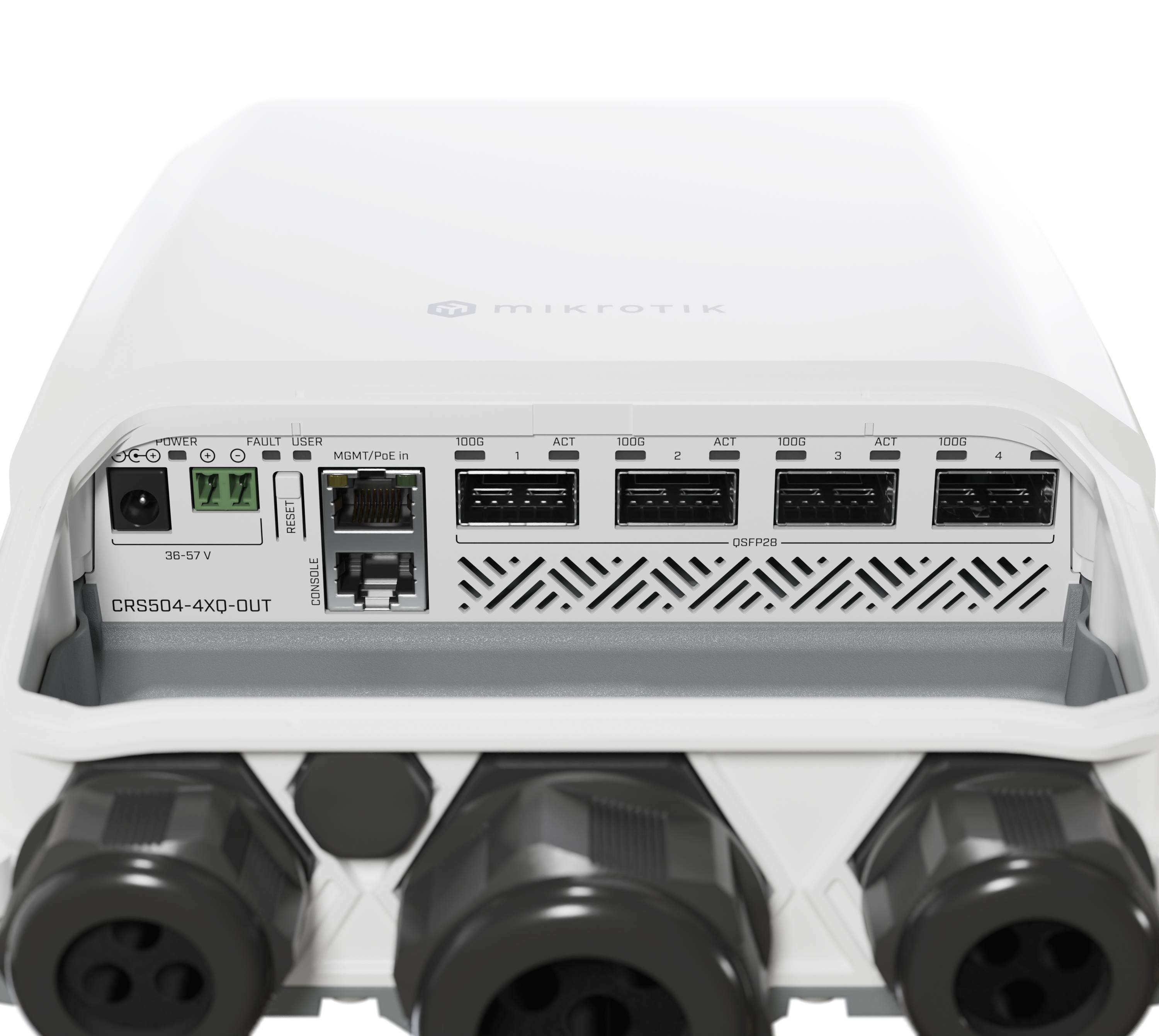 MikroTik CRS504-4XQ-OUT - Switch - 4 x 100 Gigabit QSFP28 - wandmontierbar - obe