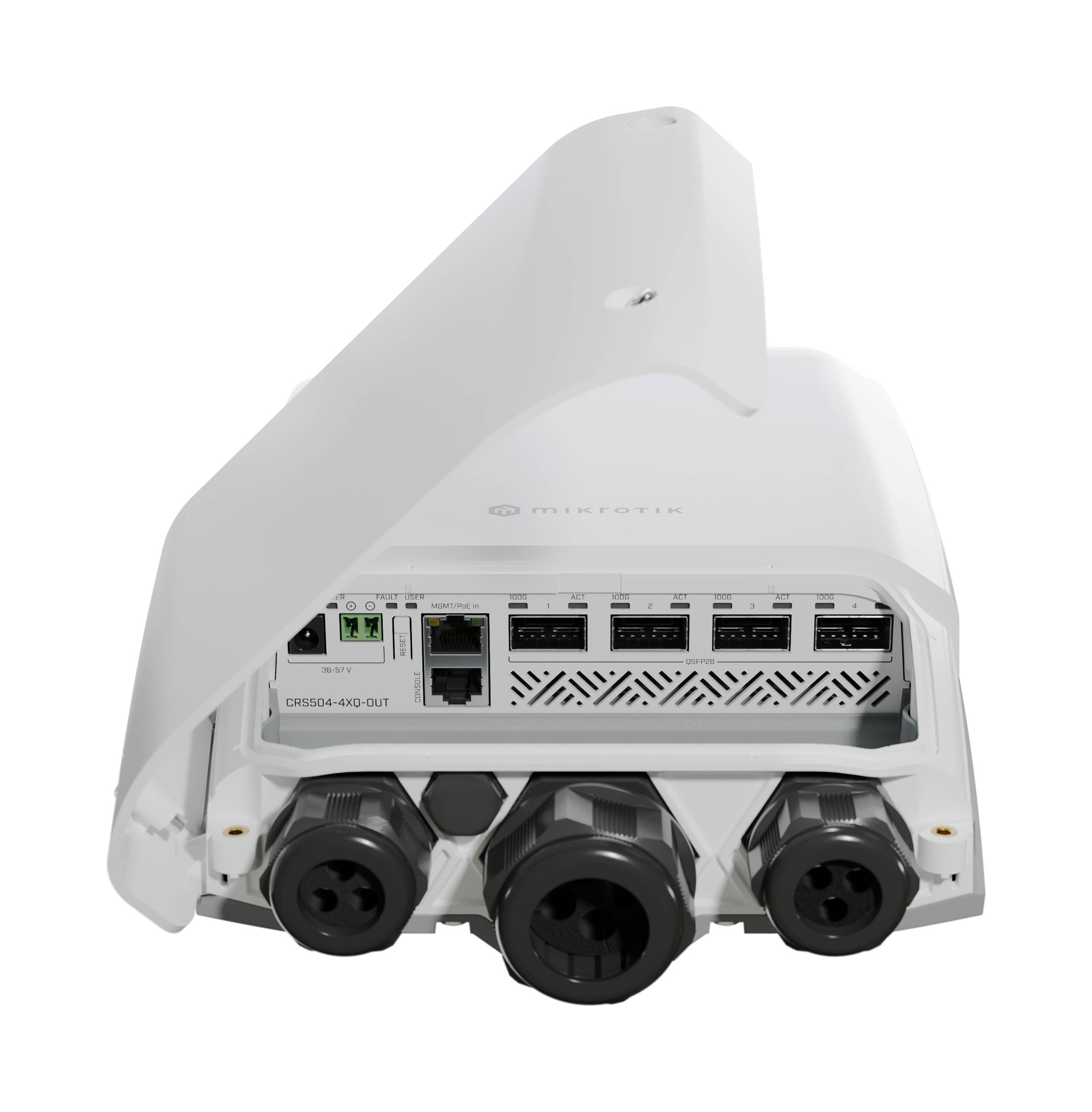 MikroTik CRS504-4XQ-OUT - Switch - 4 x 100 Gigabit QSFP28 - wandmontierbar - obe