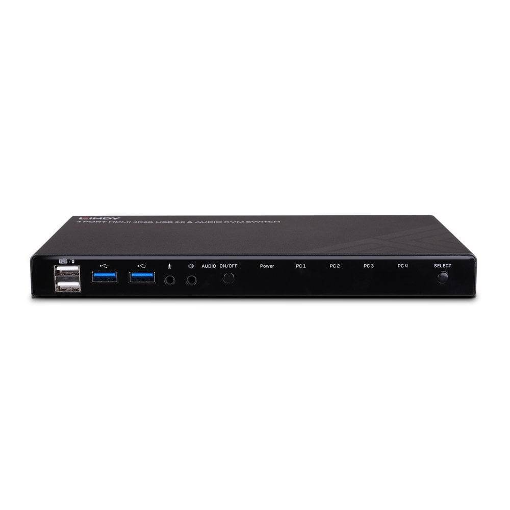 LINDY KVM Switch HDMI 4K60 4-Port USB 3.0 & Audio4-Port - Schwarz