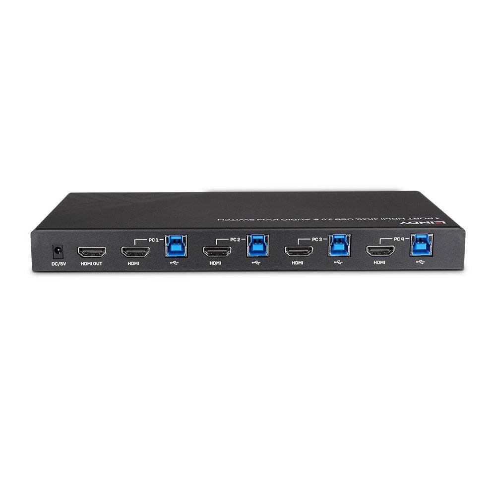 LINDY KVM Switch HDMI 4K60 4-Port USB 3.0 & Audio4-Port - Schwarz