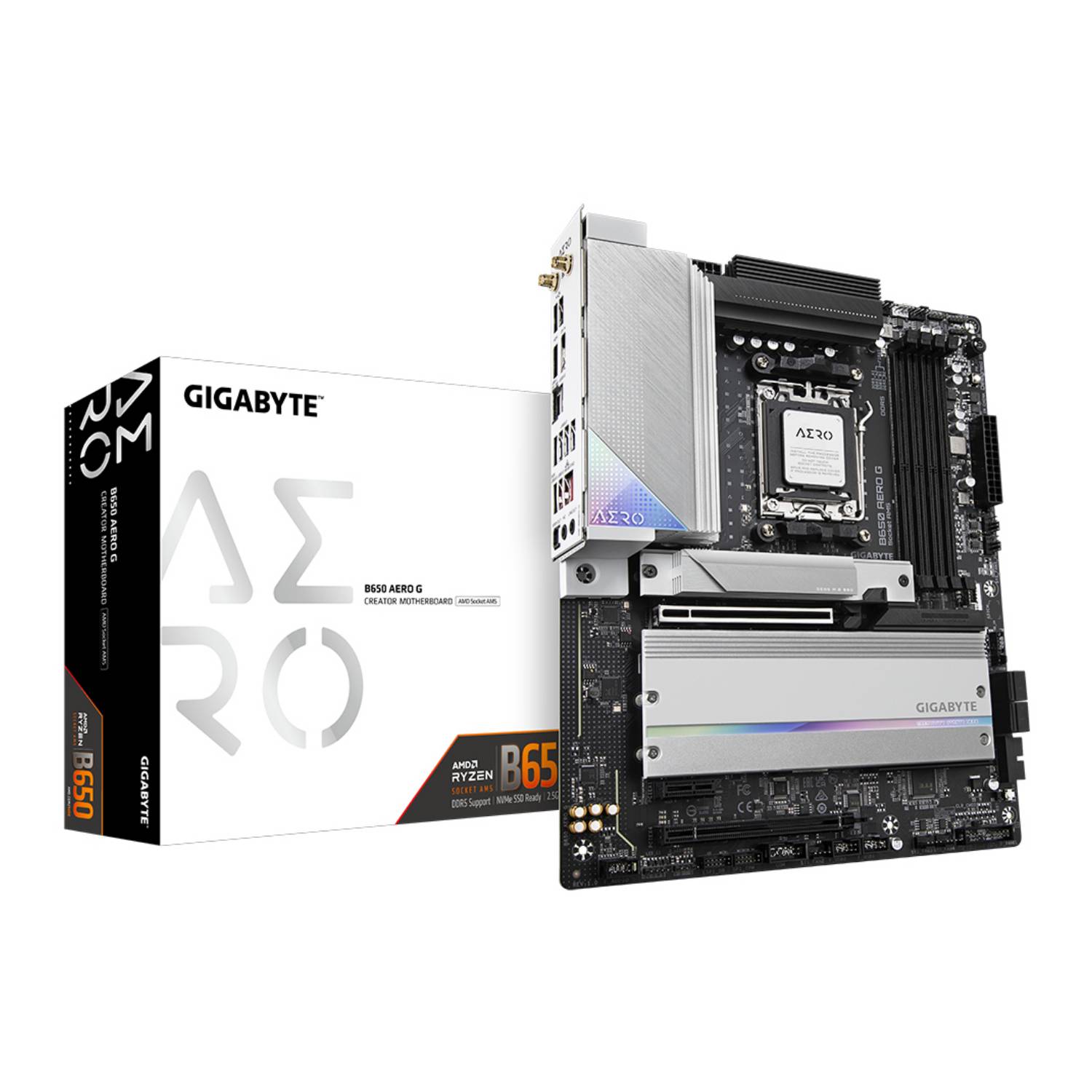 Gigabyte B650 AERO G, AMD, Sockel AM5, AMD Ryzen 7000 Series, Sockel AM5, 192 GB, DDR5-SDRAM