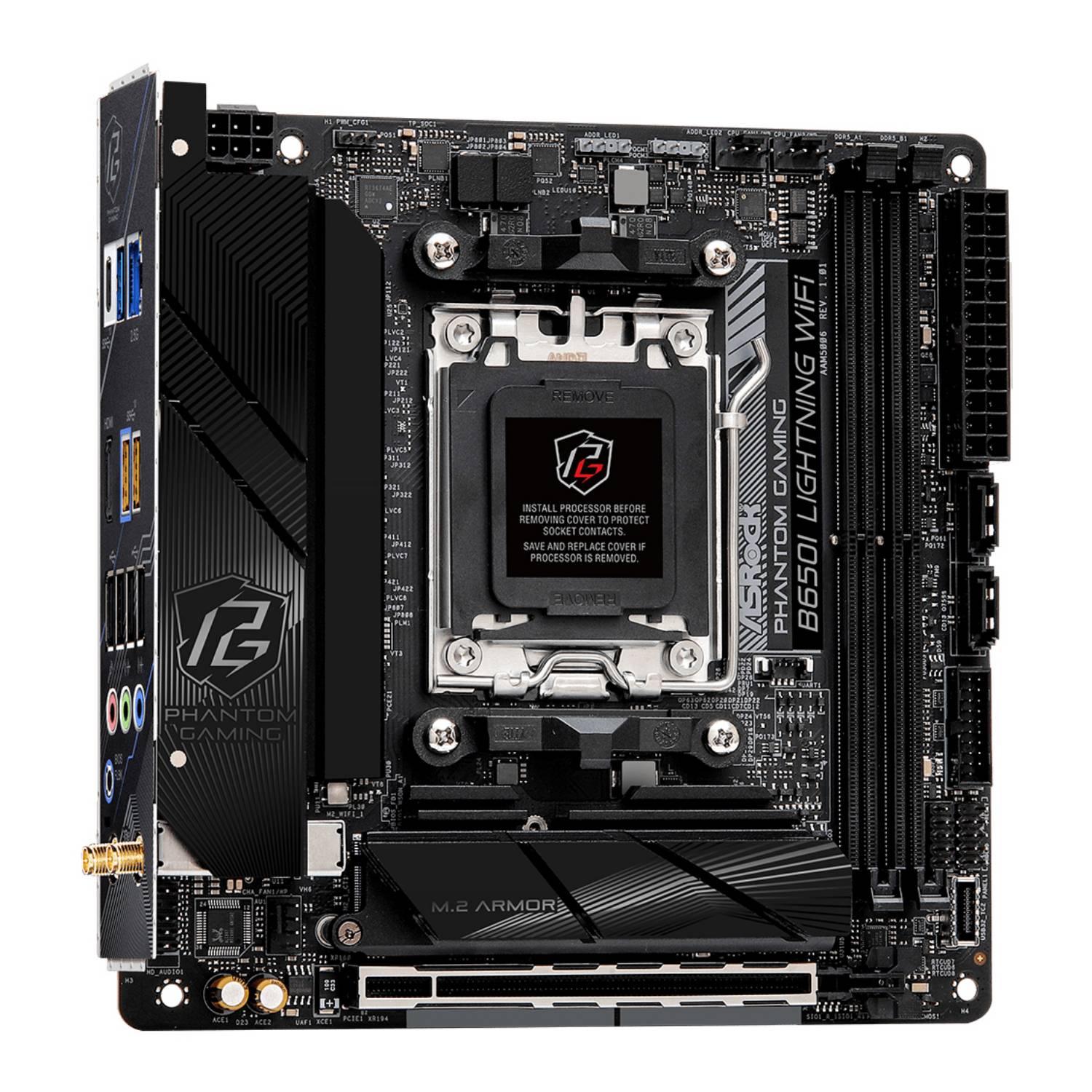 ASRock B650I Lightning WiFi, AMD, Sockel AM5, AMD Ryzen 7000 Series, DDR5-SDRAM, 96 GB, DIMM