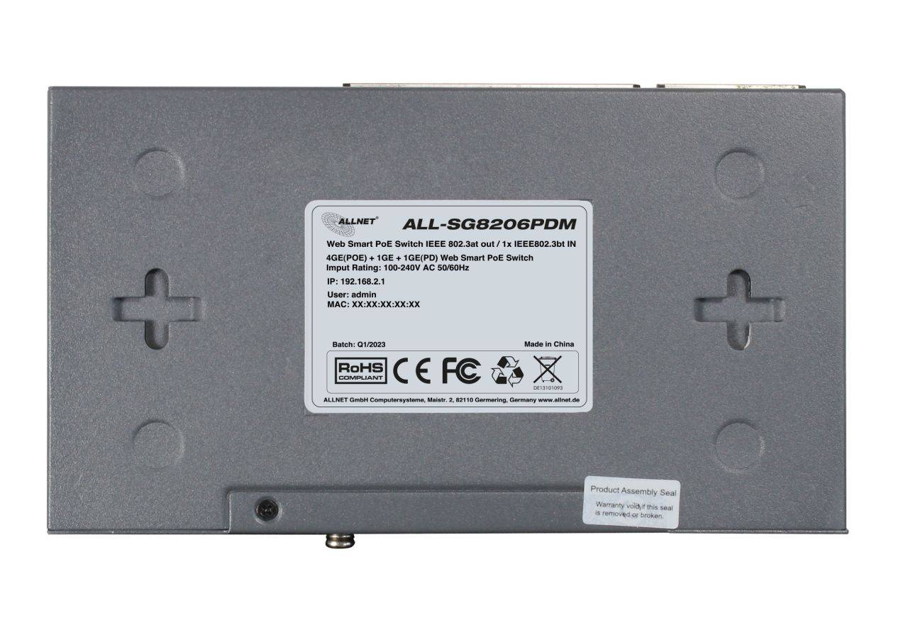 ALLNET - Switch smart managed 6 Port Gigabit 95W 4x PoE 1x Gi 6