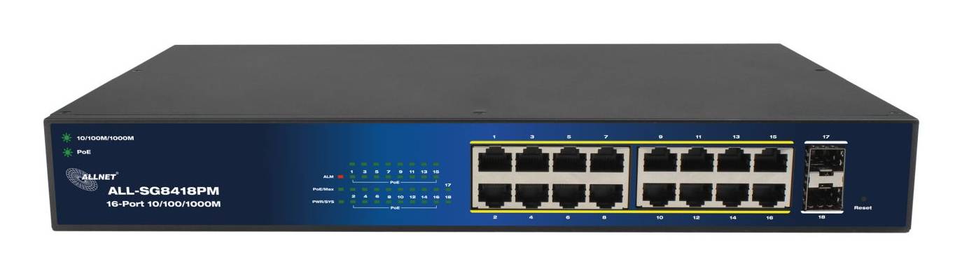 ALLNET - Switch smart managed Layer2 18 Port Gigabit• 18x GbE• PoE Budget 240W• 16x at - Switch - 36 Gbps