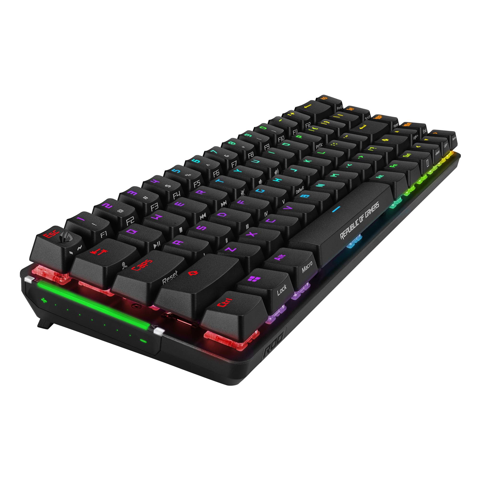 ASUS ROG Falchion, Verkabelt &amp; Kabellos, RF kabellos + USB, Mechanischer Switch, AZERTY, RGB-LED, Sc