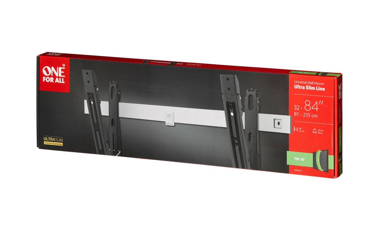 One For All ULTRA SLIM WM 6621 - Klammer - für Flachbildschirm - Aluminium-Baustahl - Bildschirmgröße: 81-213 cm (32"-84