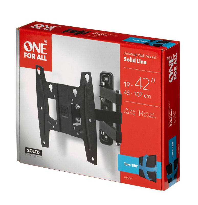 One For All WM 4251 TV-Wandhalterung 48,3 cm (19") - 109,2 cm (43") Drehbar, Neigbar, Schwenkbar, Ausziehbar